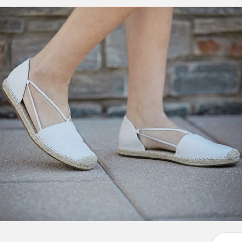 Eileen Fisher LEE whitewash leather espadrille flats elasticized straps size 11
